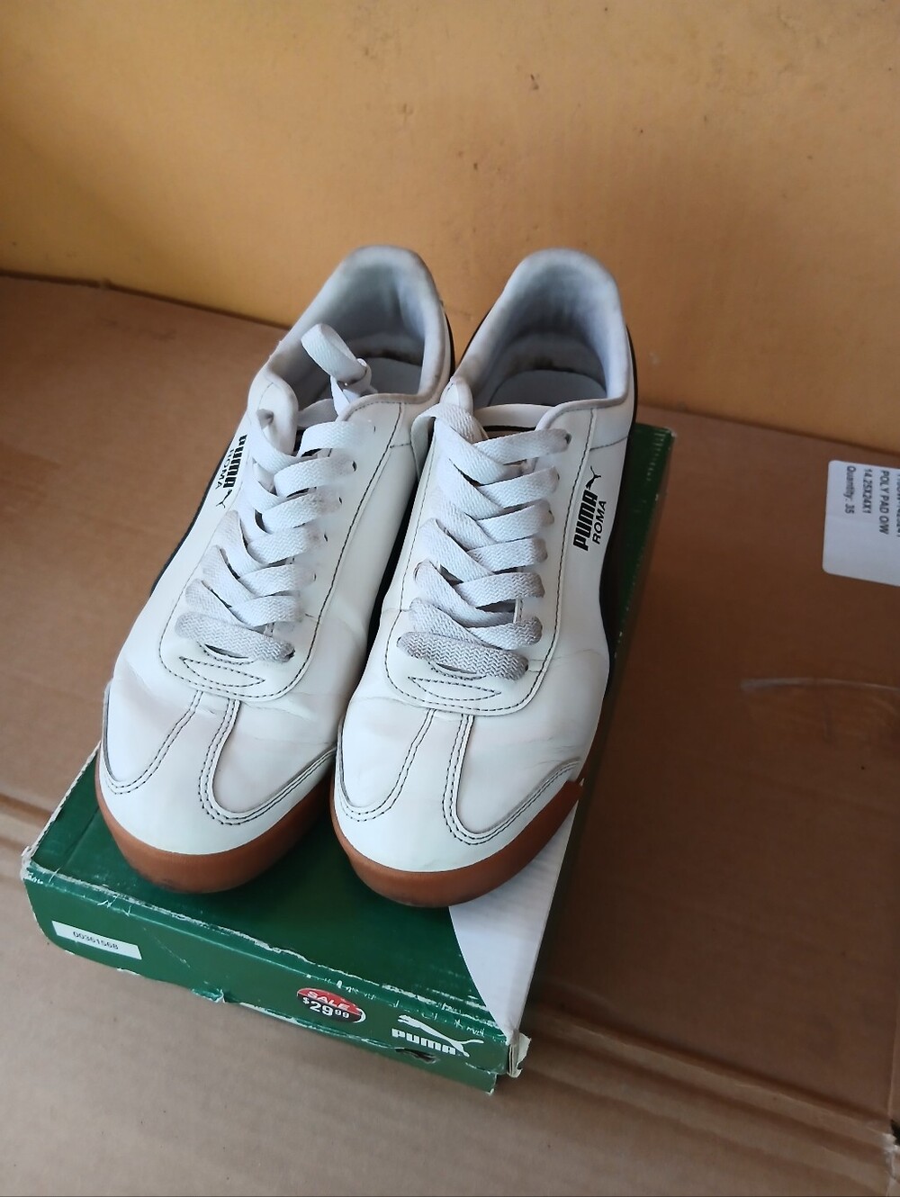 PUMA Roma Men’s White Leather Sneakers with Gum Sole